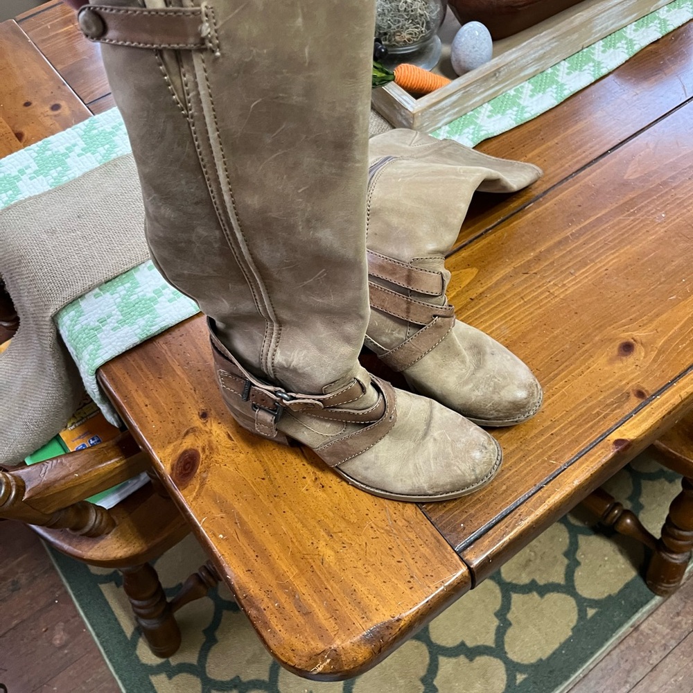Brown Leather Knee-High Boots